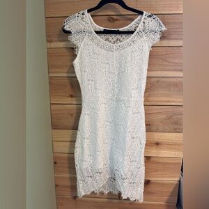 White Lace Cottagecore Mini Dress Feminine Romantic Bridal